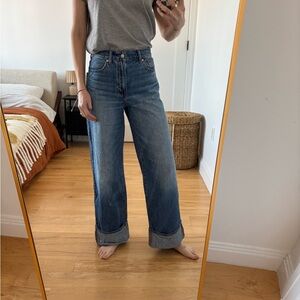 Madewell super wide leg Classic Blue turn up Jeans 26T